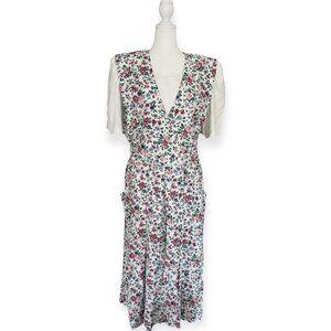 R.J. Stevens Vintage 80s Floral Cottagecore Secretary Dress With Puff Sleeves